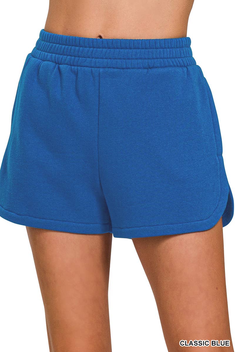 42POPS - Wholesale Shorts - Women's - ',..Fleece Elastic Waistband Dolphin Shorts w/ Pockets12