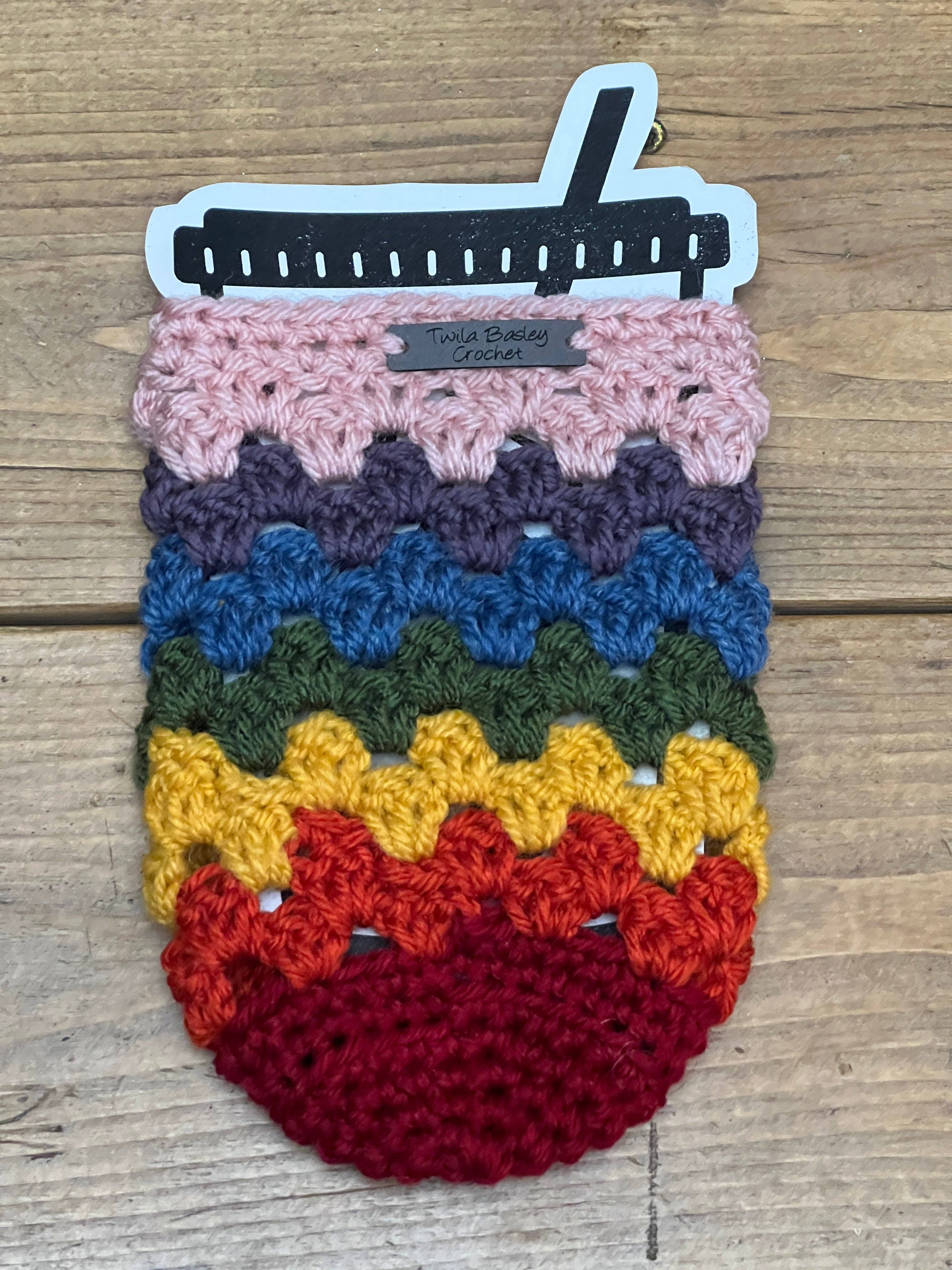 Twila Basley Crochet - Wholesale Drink Huggers & Koozies - Granny Cup Koozie Rainbow1