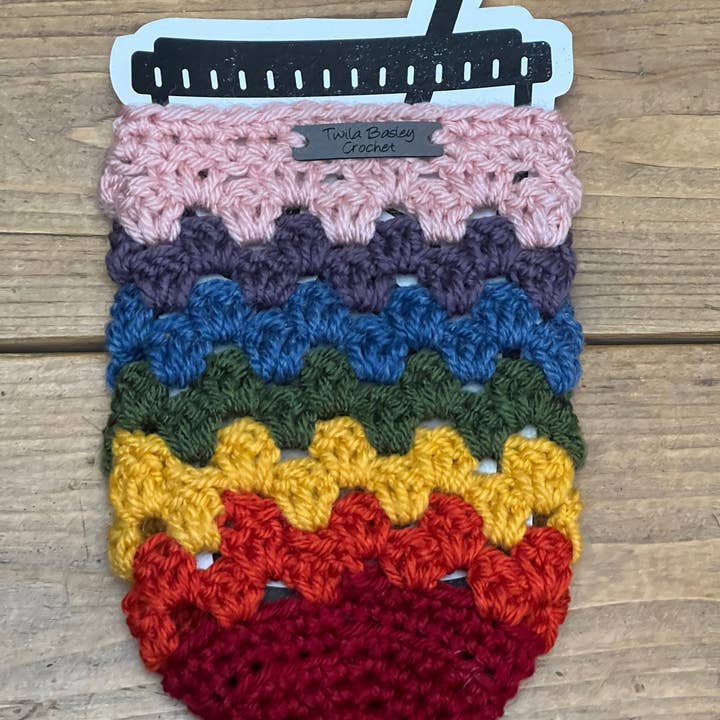 Twila Basley Crochet - Wholesale Drink Huggers & Koozies - Granny Cup Koozie Rainbow1
