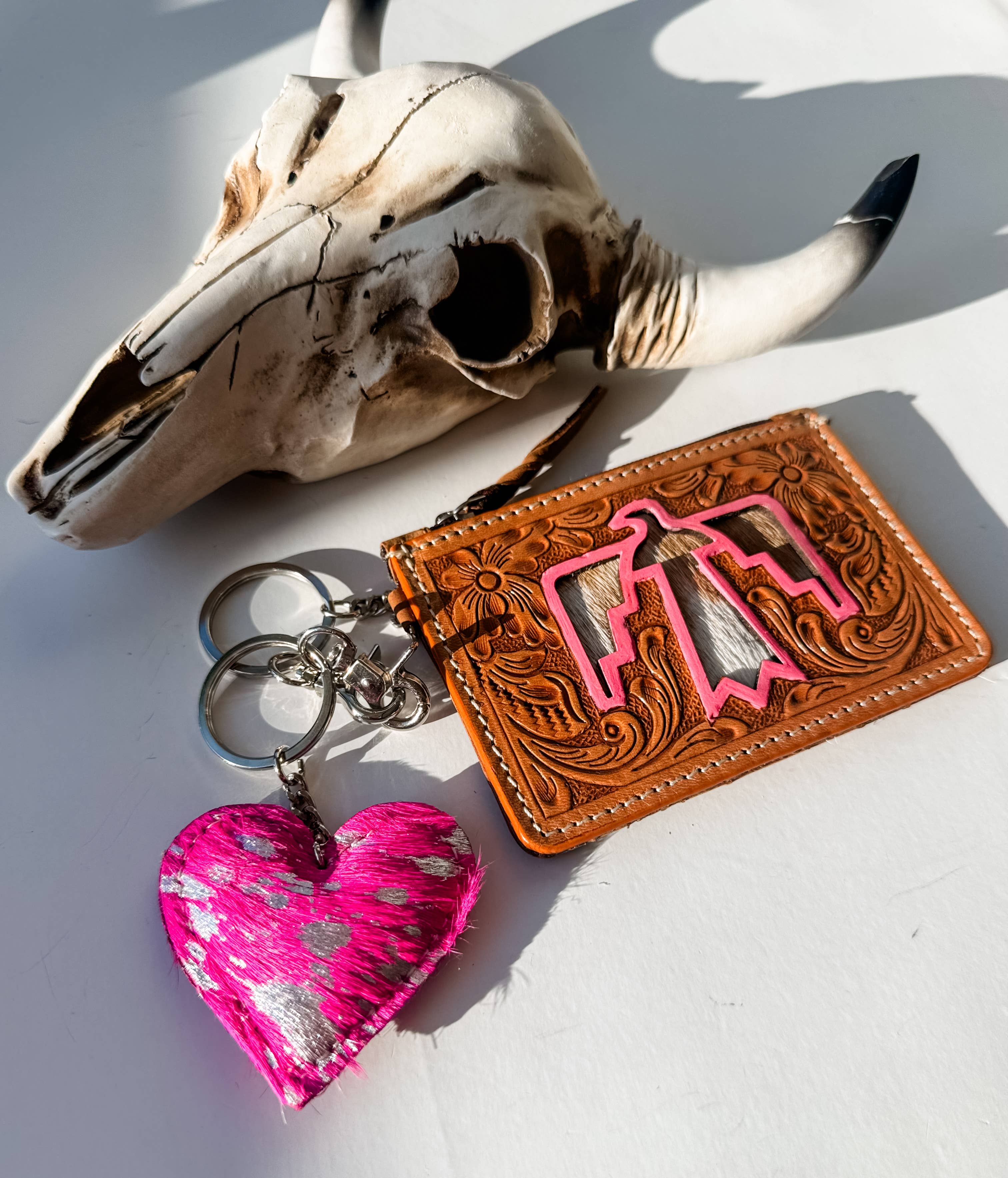 Boho Ranch Shop - Wholesale Keychain - Women's - Western Heart Cowhide Hairon Keychain1