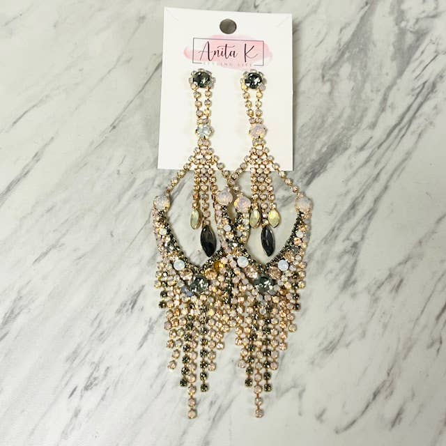 Kristall-Kronleuchter-Statement-Ohrring für den Großhandel von Anita K By Blushing Pink