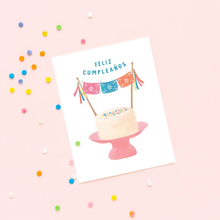 Isabella MG - Wholesale Birthday Card - Papel Picado Birthday Cake - Feliz Cumpleanos Card1