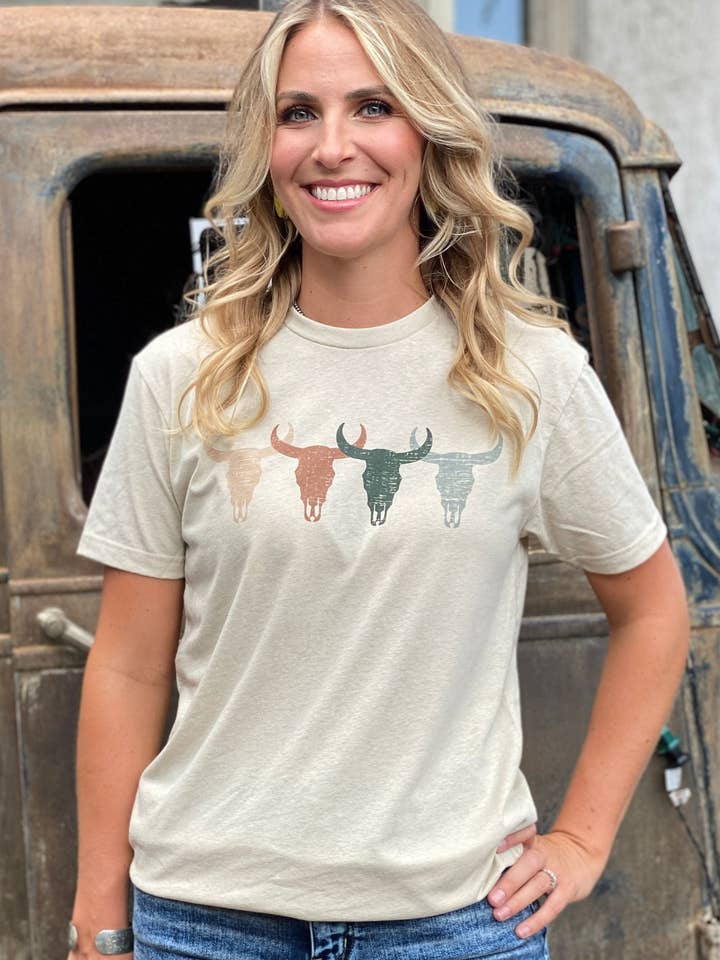 2583 Textured Skull Line Tee for wholesale by J.Forks Designs