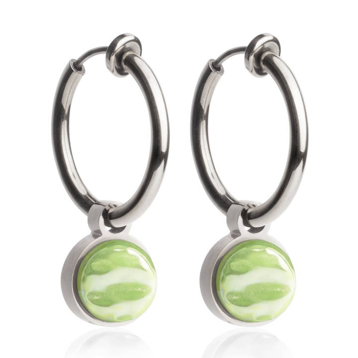 Auriculares Mix&Match com pendente • prateado/verde limão •18 mm por atacado de ALEXASCHA