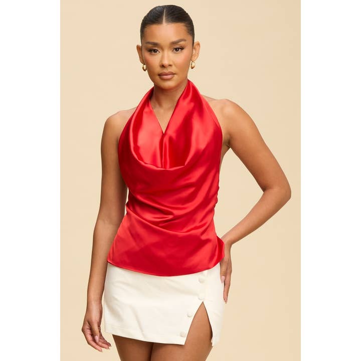 DRAPE SATIN COWL TOP for wholesale by Luxxel