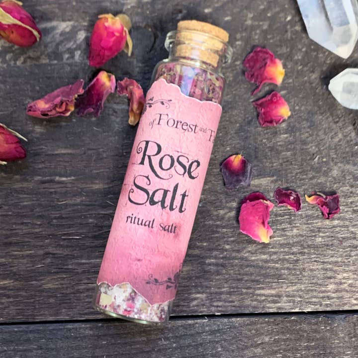 of Forest and Fae - Wholesale Meditation Supplies - Rose Ritual Salt • Enchanted salt for spell work• Witchcraft