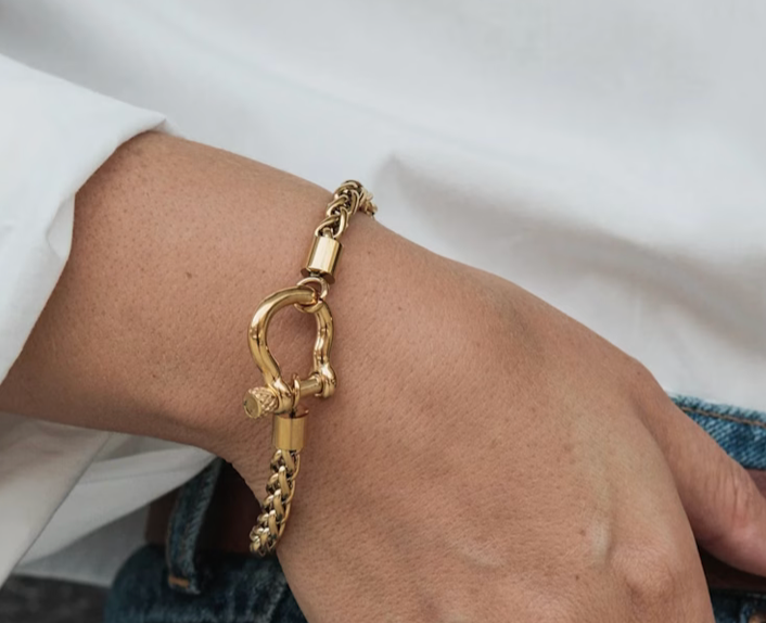 HoopLa – wholesale Charm/dangle bracelet – Horse Bit Carabiner Bracelet- Steel - Charm Bracelet 14K PVD4