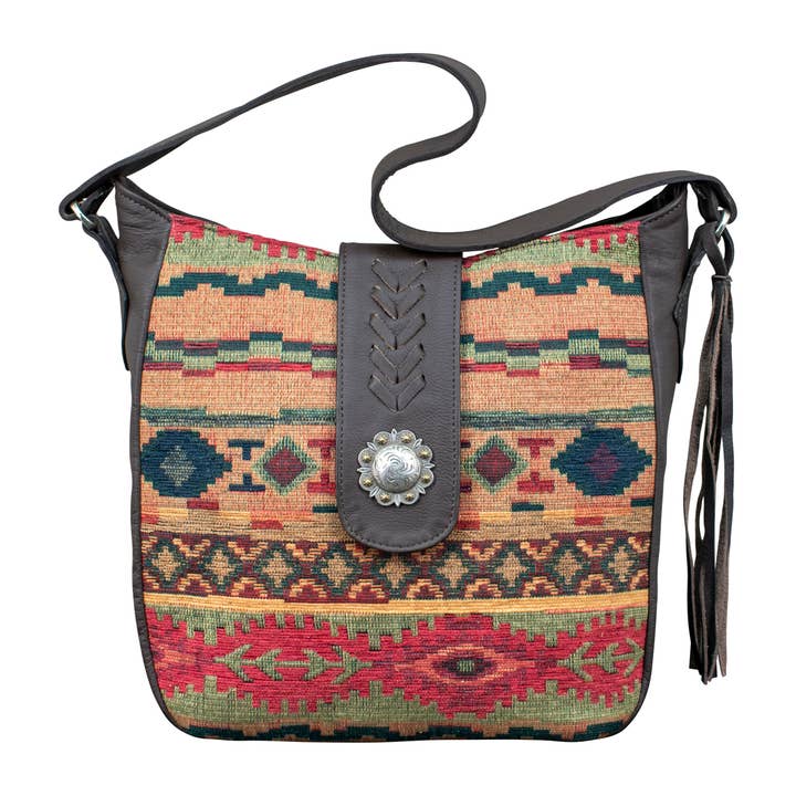 Tapisserie Tissée Tapisserie Tissée Sac Hobo à Épaule Doux avec Fermeture Éclair sur le Dessus pour la vente par American West