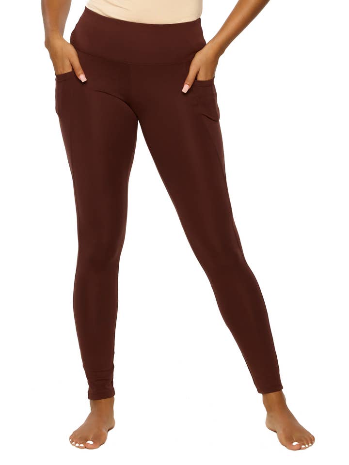 Athletic Pocket Leggings - Deep Mahogany for wholesale on Faire