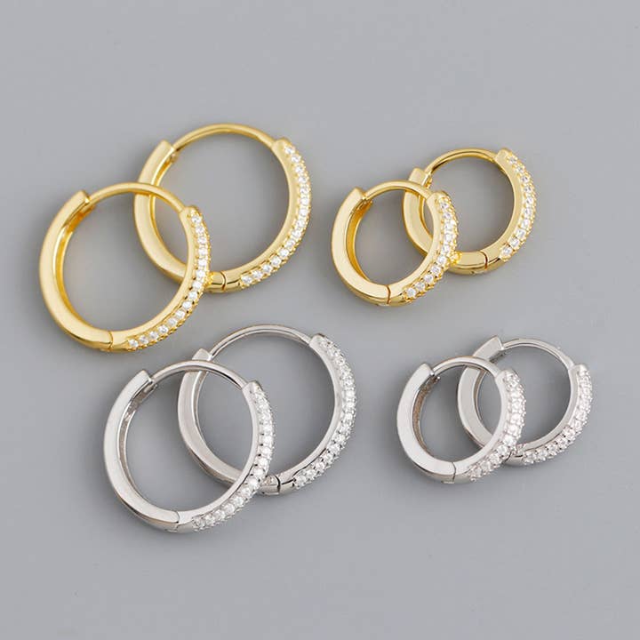 S925 Silver Zircon Round Earrings for wholesale by Gioiellin - S925 Silver Jewelry