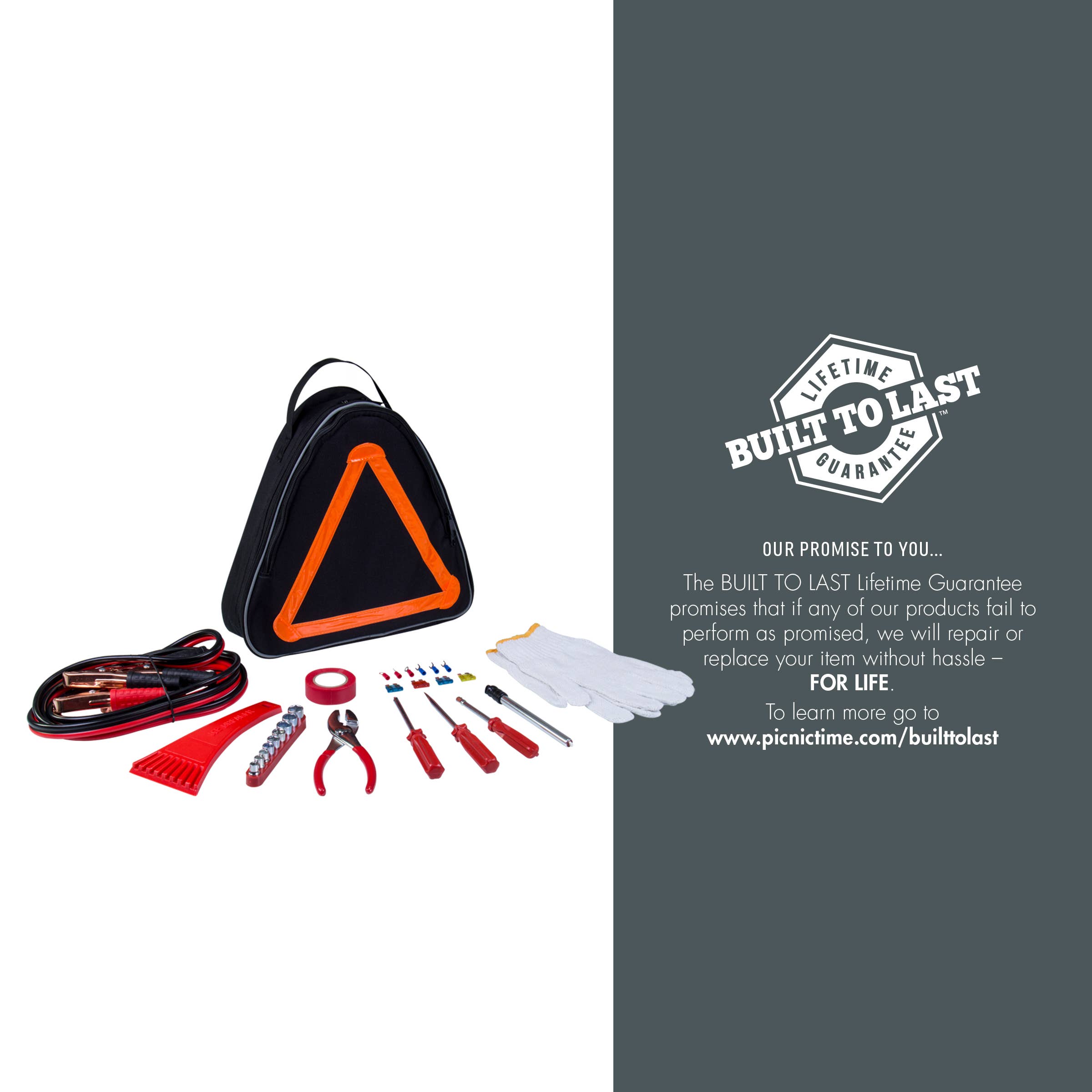 Roadside Emergency Car Kit, (Black with Orange Accents) for wholesale on Faire3