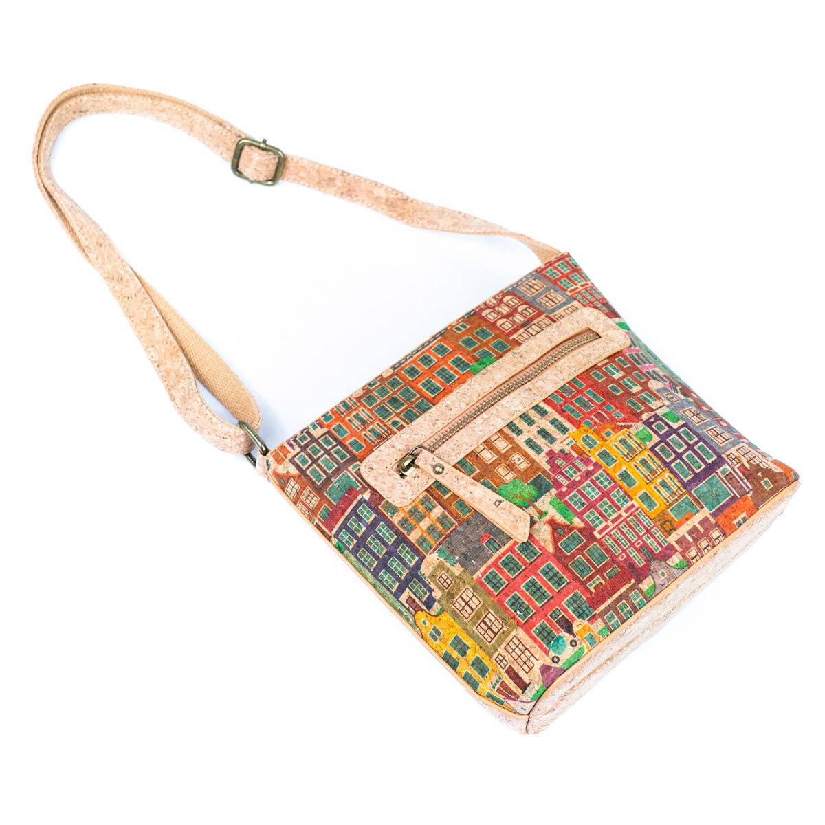 Meninas Bonitas Cork - Wholesale Crossbody Bag - Women's - Cork Pattern Printed Women's Crossbody Bag BAG-22945