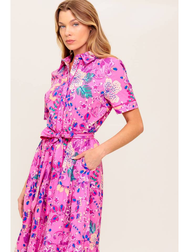 PINK PURPLE A printed woven midi dress - ID22375 for wholesale on Faire