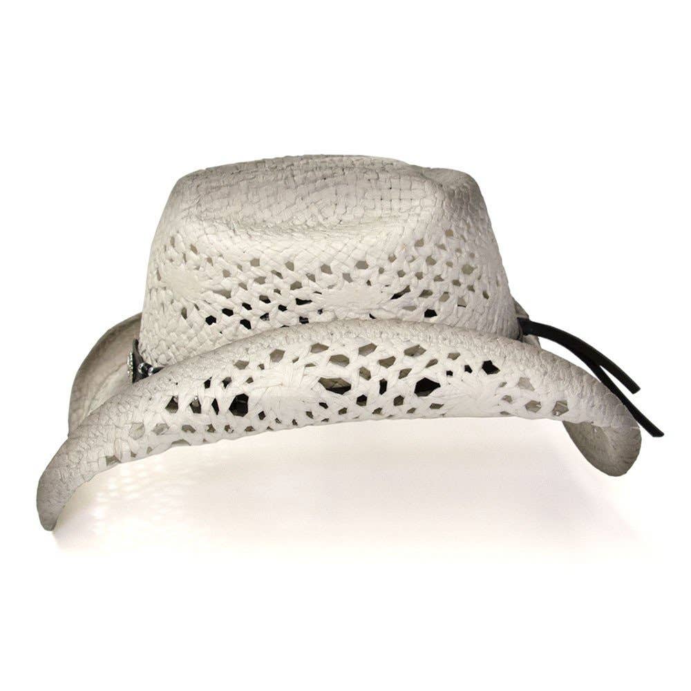 Western Express - Vendita all'ingrosso Cappello da cowboy - Donna - Cappello da cowboy in paglia bianco e grigio4