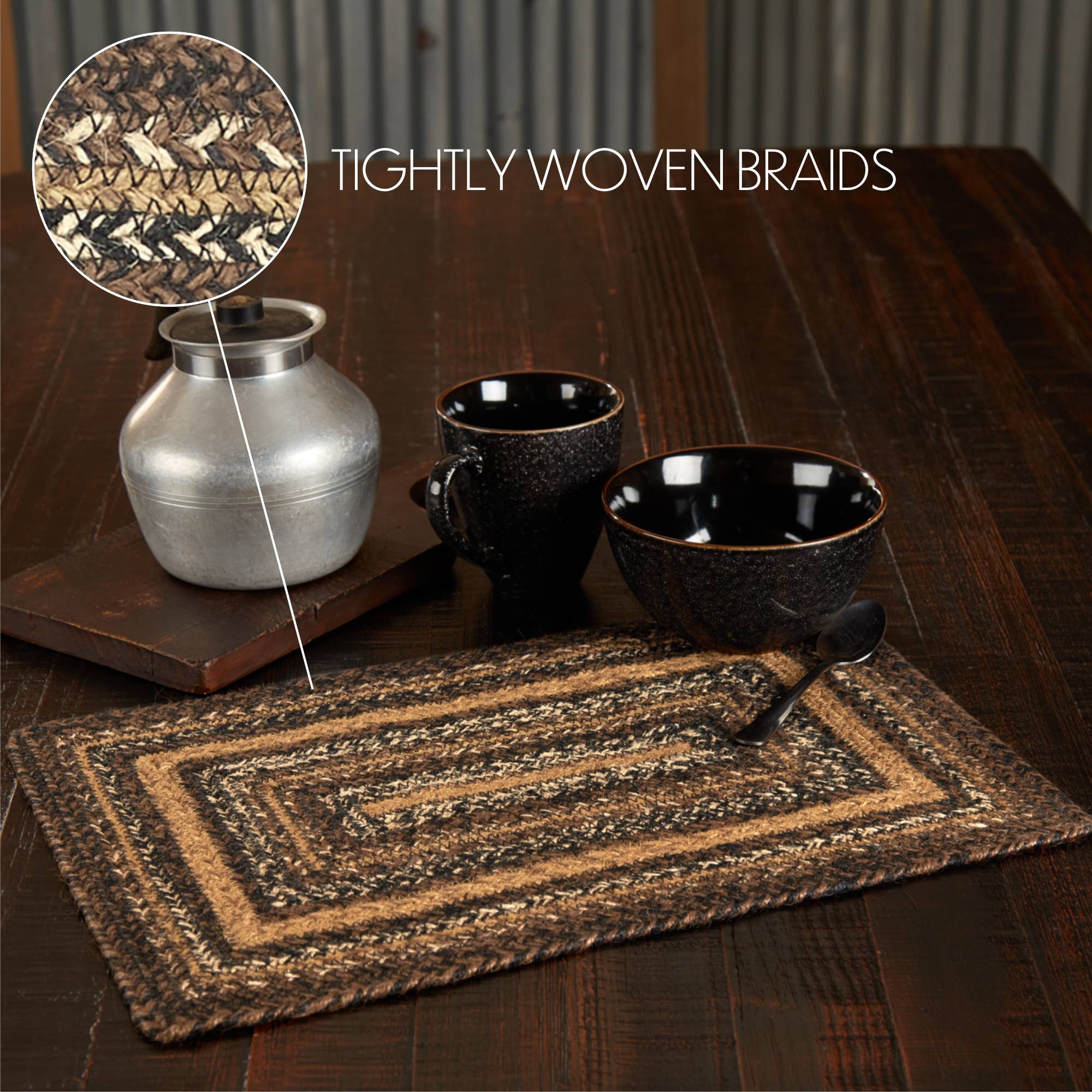 VHC Brands - Vente Sets de table - Set de table Rect en jute Espresso 12x183