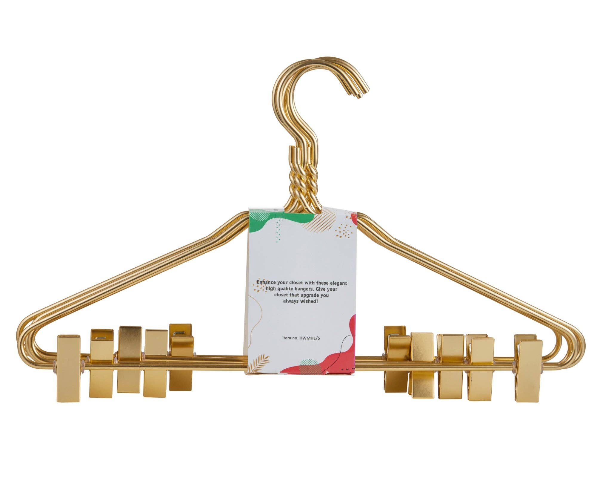 DEILSY - Vente Cintres - Cintres en aluminium doré avec pinces (5 pièces par emballage)7