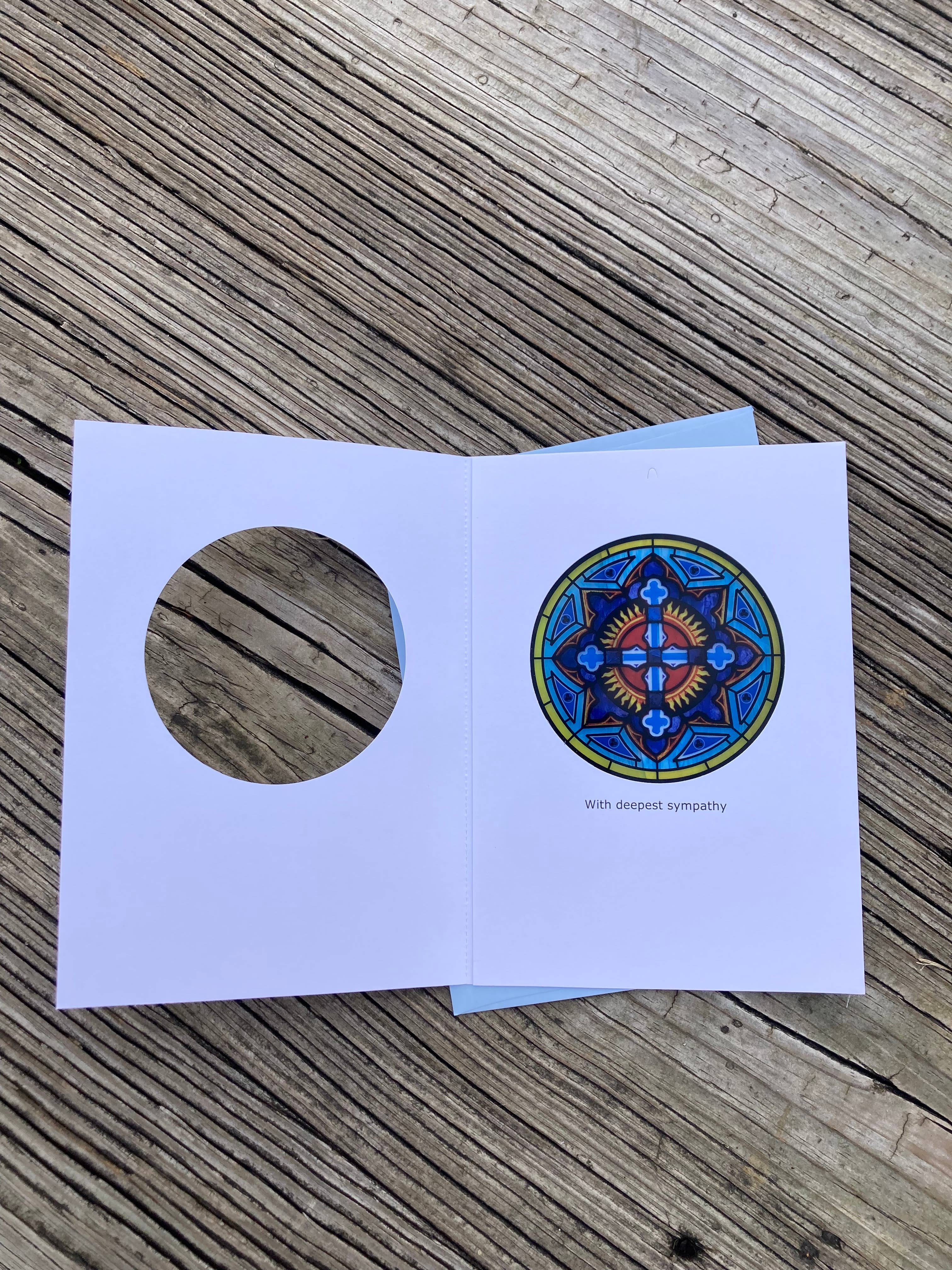 Bright Greetings - Wholesale Sympathy Card - Sympathy cross Catholic sun-catcher greeting card3