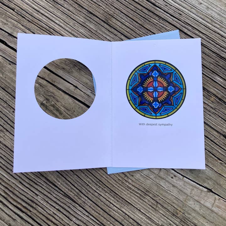 Bright Greetings - Wholesale Sympathy Card - Sympathy cross Catholic sun-catcher greeting card3