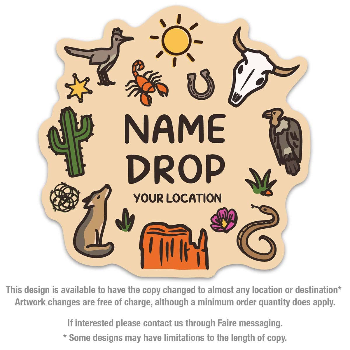 RetroPlanet - Wholesale Sticker - Desert Doodles Icons Name Drop Die Vinyl Sticker1