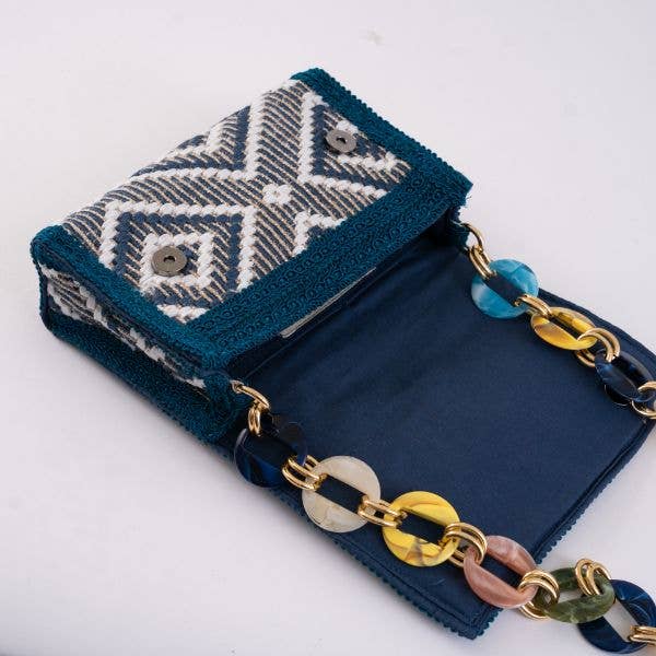 Elektra's Workshop - Wholesale Shoulder Bag - Women's - Petrol Rhombus-chain Shoulder Bag1