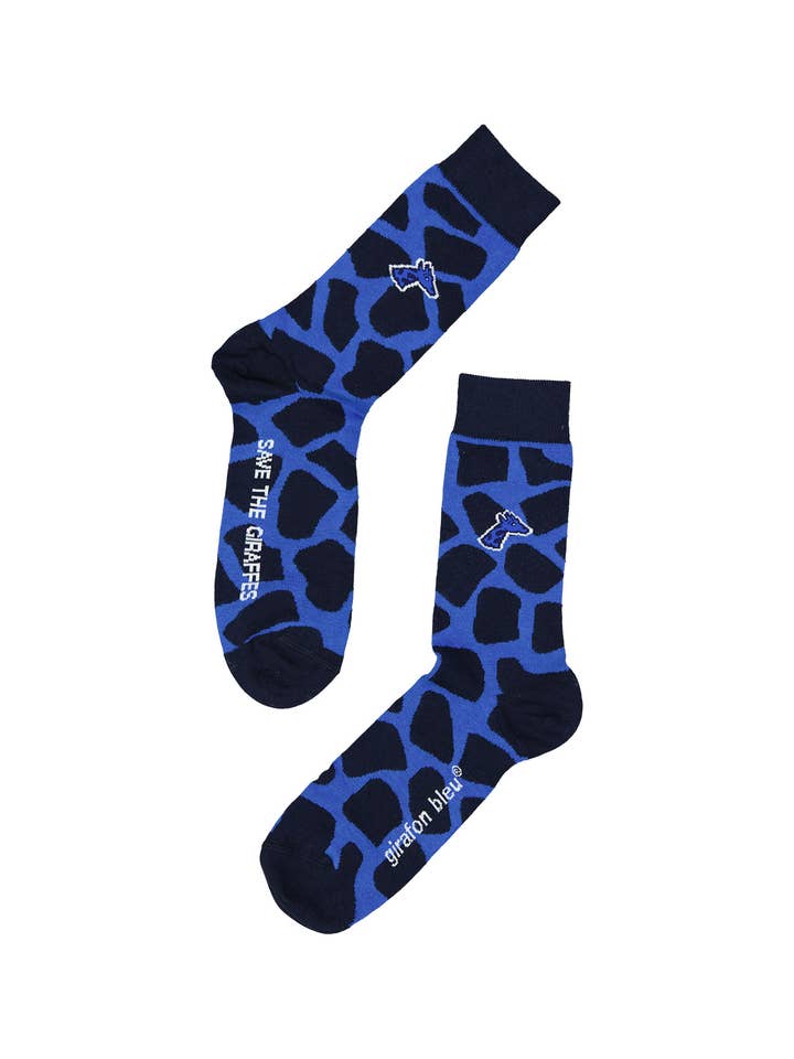 girafon bleu - Wholesale Socks - Unisex - Giraffe blue socks 35-41/39-451