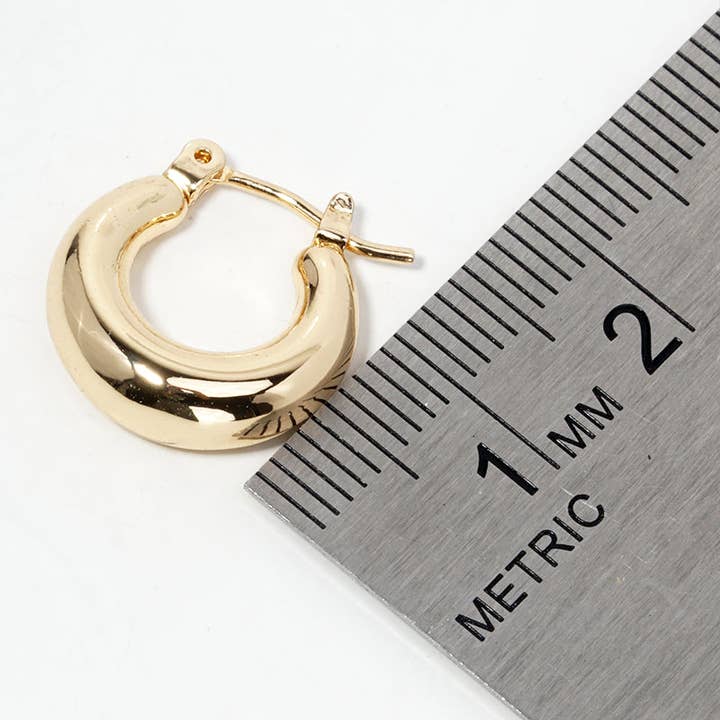 Wild Honey - Wholesale Hoop Earrings - 18K Gold Dipped 15Mm Tapered Hinged Hoop Earrings