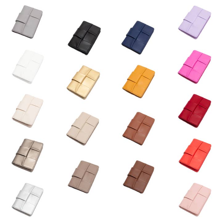 Faux Leather Weave Card Holder Wallet for wholesale by Sensibling Corp.