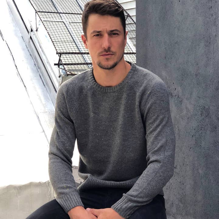 Grey Donegal Crewneck Sweater for wholesale by DIBI