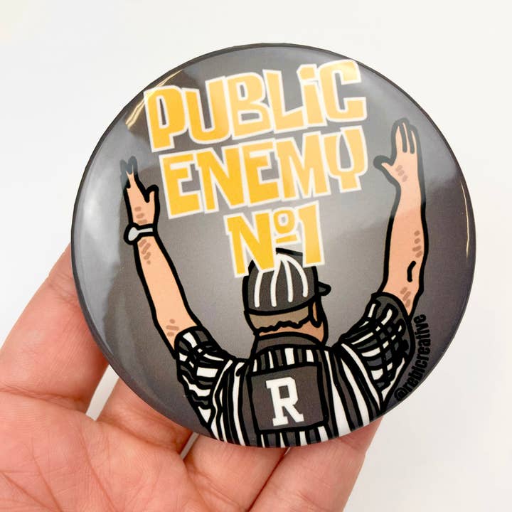 *Public Enemy No. 1 - Black & Yellow - Game Day Button for wholesale by REBL Creative