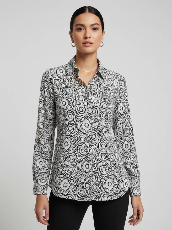 Camicia donna fantasia ROMI-HO’ – Made in Italy per la vendita all'ingrosso da parte di JASMINE & CO. SRL