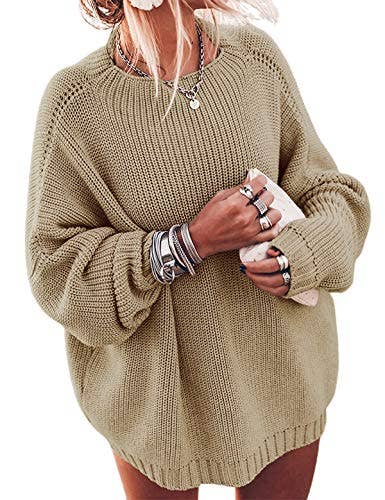 Chicto – Großhandel Strickpullover – Damen – Damen Oversized Pullover Fledermausärmel Stehkragen Jumper Oberteile2