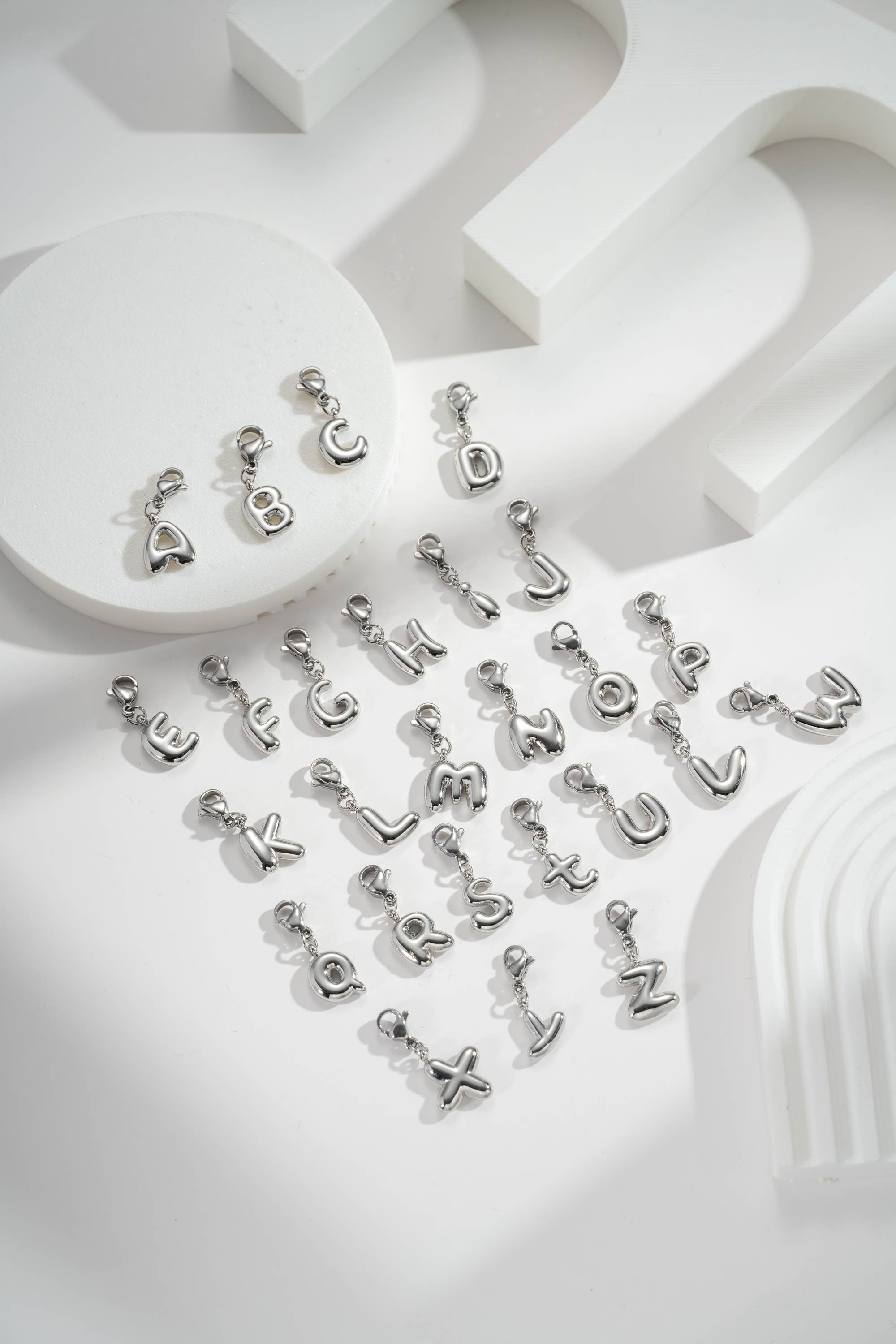 COSMOS - Wholesale Individual Charm/Pendant - Customizable stainless steel letter I alphabet pendant4