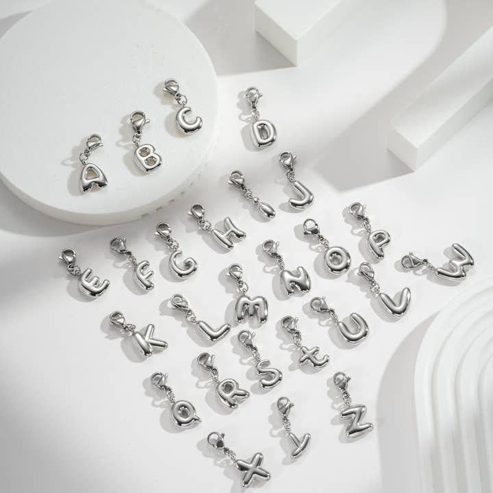 COSMOS - Wholesale Individual Charm/Pendant - Customizable stainless steel letter I alphabet pendant4