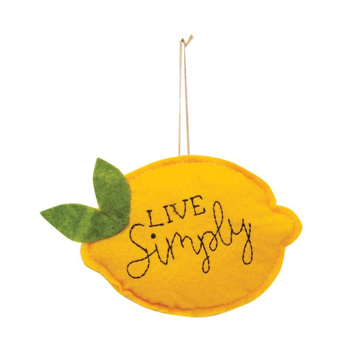 Live Simply Felt Lemon Ornament for wholesale by Col House Designs