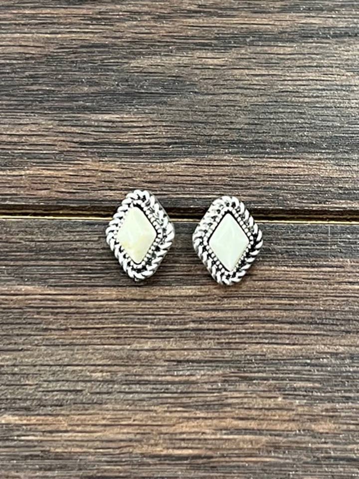 723086-1, 10mm White Turquoise Stud Earrings for wholesale by ISAC Trading Inc