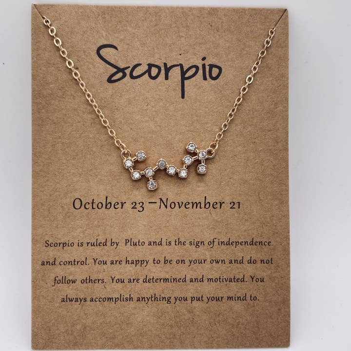 Mio Queena - Wholesale Pendant/charm necklace - 12 Constellations Necklace Inlaid with Rhinestone