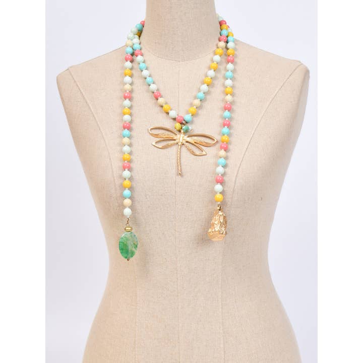 Victoria Moda - Wholesale Pendant/Charm Necklace - Long dragonfly necklace with natural stone2