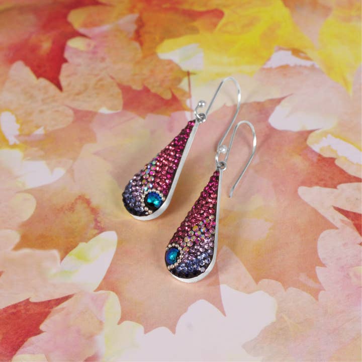 Mosaico Jewels - Wholesale Dangle Earrings - PE-8270 / CRYSTAL & SILVER MORNING DROP EARRINGS1