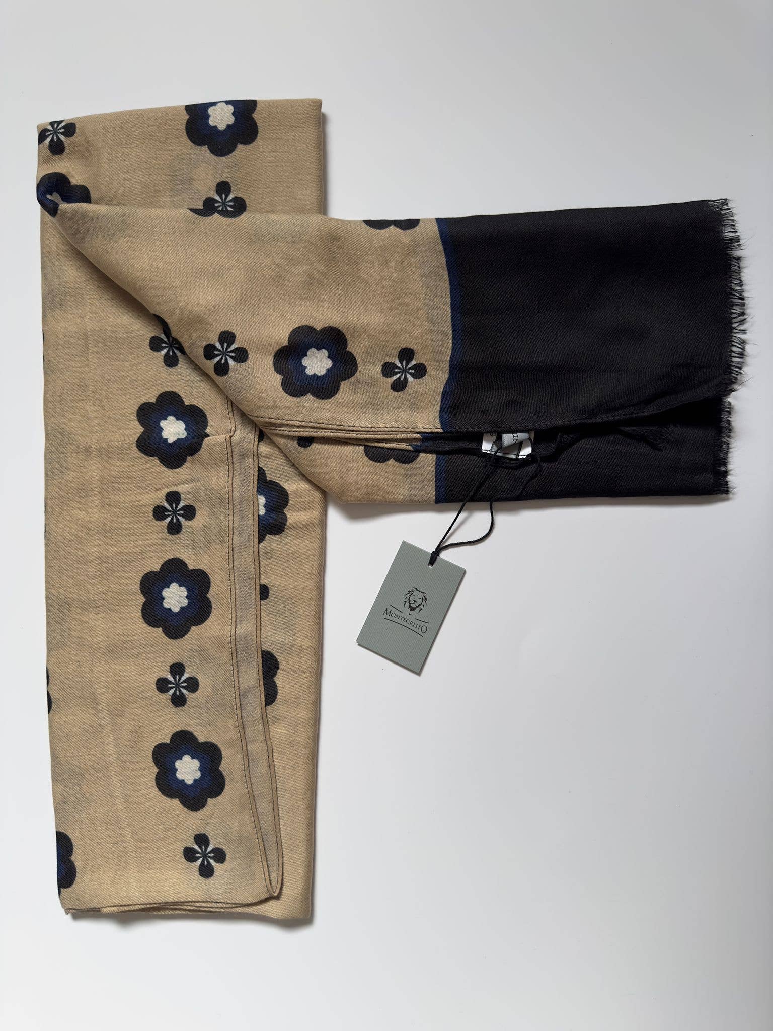 Montecristo - Wholesale Scarf - Women's - Scarf 85 x 190 cm PO-2303 BEIGE FLOWER1