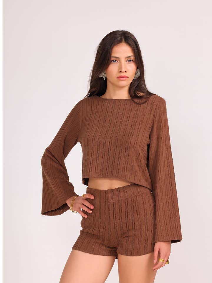 LUCCE - Wholesale Top - Maternity - Long-sleeve openwork top - PU17901