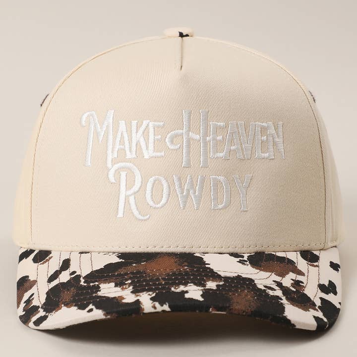 Fashion City - Wholesale Trucker Hat - Unisex - MAKE HEAVEN ROWDY Embroidered Cow Print Brim Trucker Hat11
