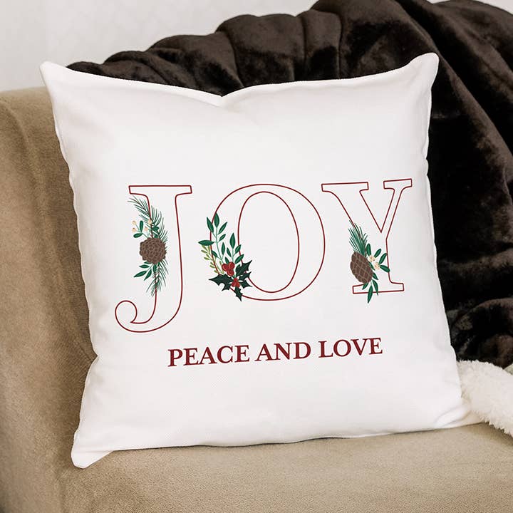 Square Throw Pillow Cover & Insert Set - Joy for wholesale by Weddingstar Inc.