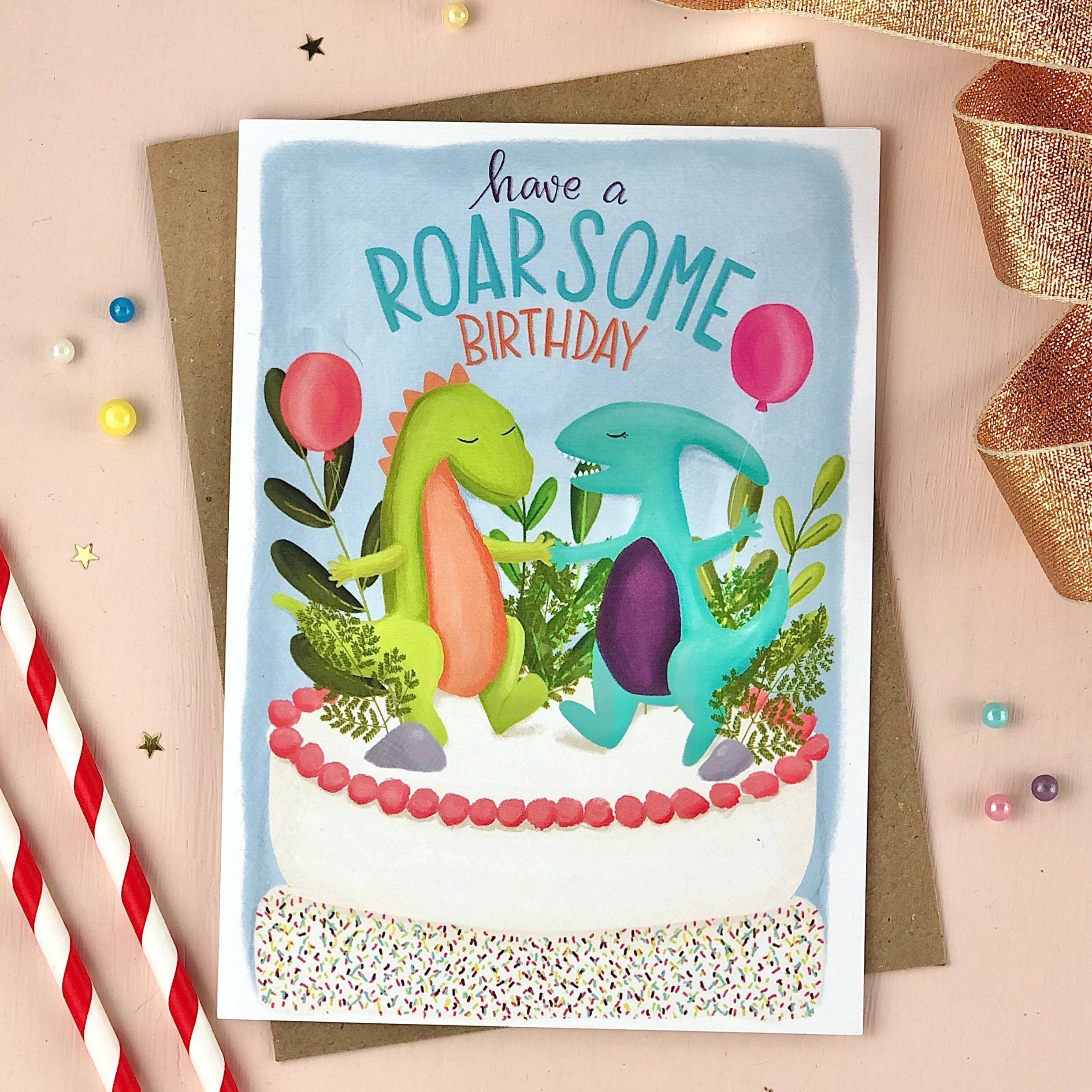 The Little Posy Print Company - Wholesale Birthday Card - Have a Roarsome Birthday Dinosaur Card0