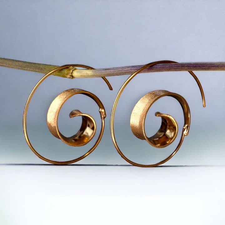 925 rose gold plated spiral earrings BRUNEI II - OHR925-19 for wholesale by MadamLili