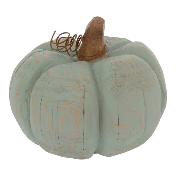 Decoración otoñal calabaza tallada aqua de 17 cm de diámetro para venta al por mayor de Boston International