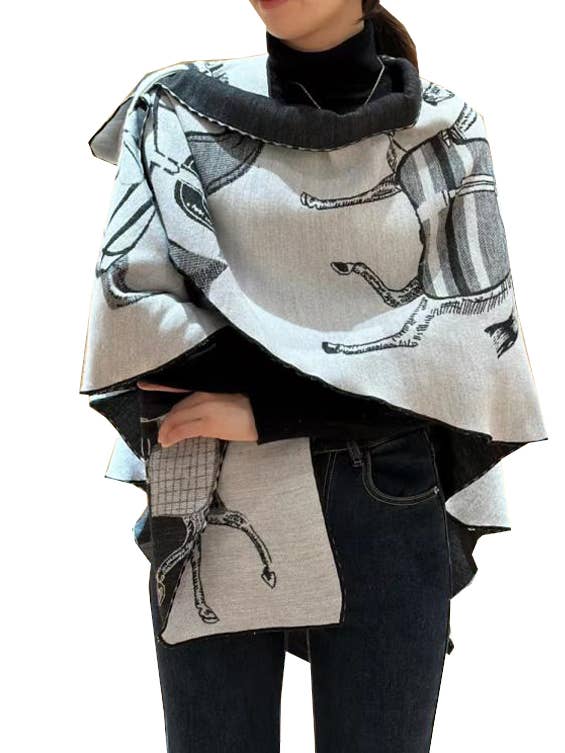 Wendbares Wickeltuch mit kurzen Schlaufen von Equestrian, Traber, Schwarz/Weiß für den Großhandel von Winding River