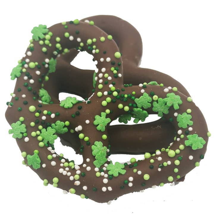 St. Patrick's Day - 2 Piece Pretzels for wholesale by David Bradley Chocolatier