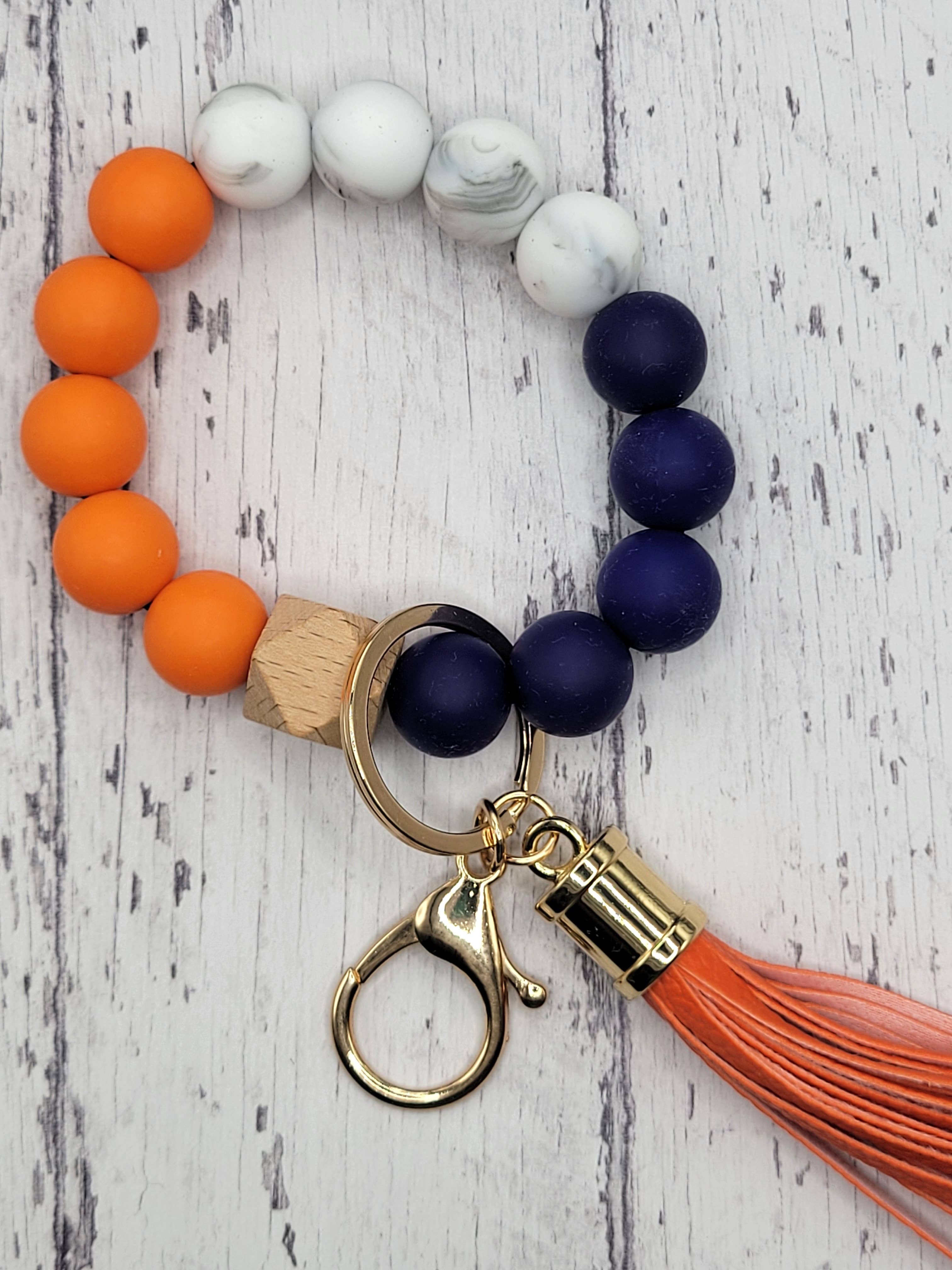 Silicone Bead Wristlet Keychain for Your Keys in a Beach Theme Can
