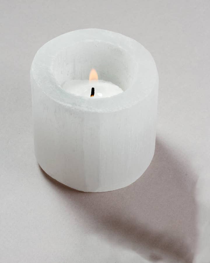 Luna Norte - Wholesale Candle Holder - Sacred Flame Selenite Candle Holder0