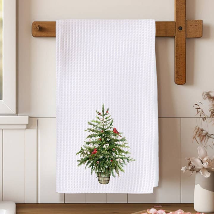 Holiday and Winter Tree Kitchen Hand Towel Decor for wholesale by Fernville Creations